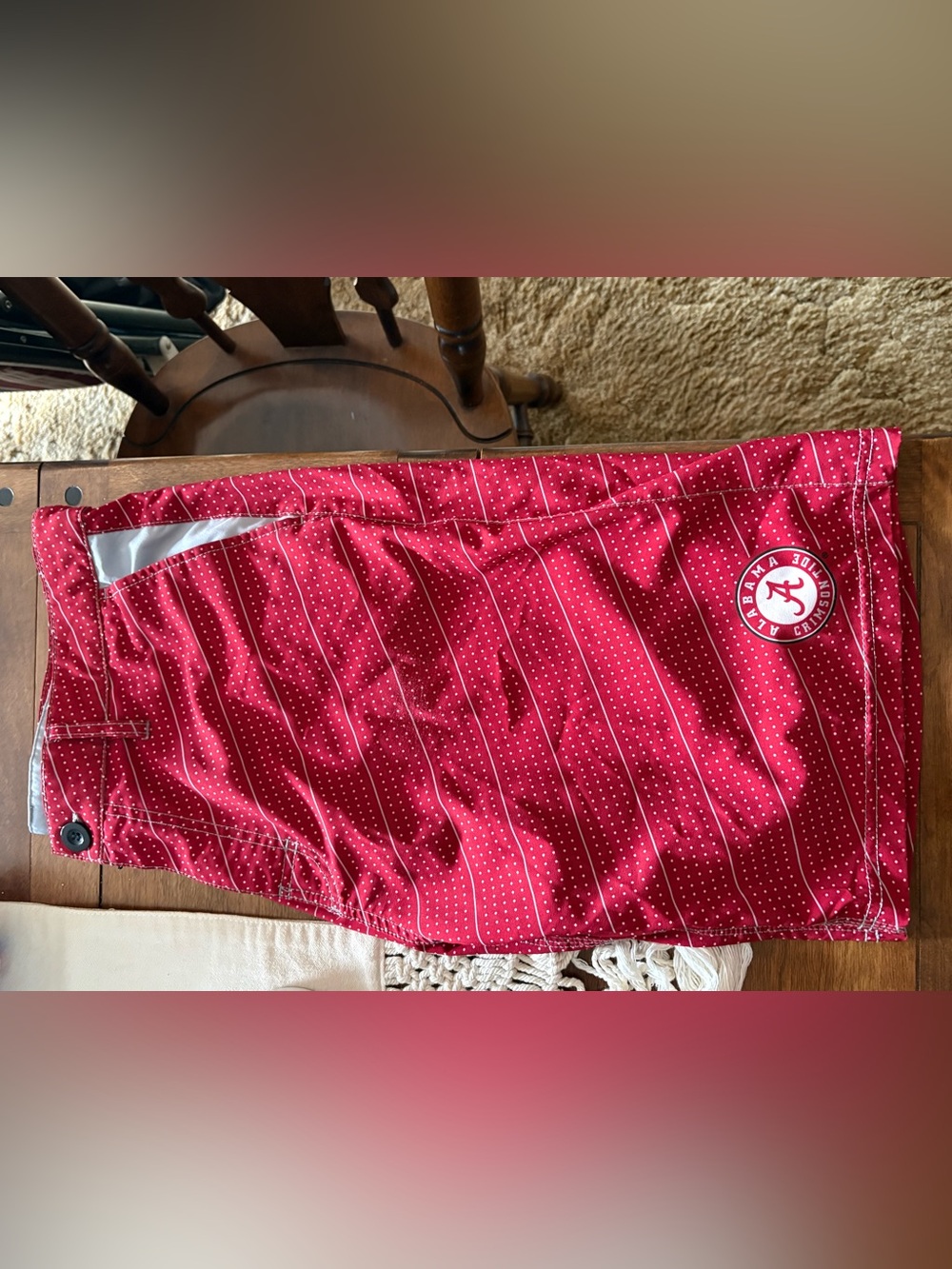 Alabama Red Polka Dot and Pinstripe Shorts FOCO